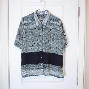 Abstract Black White Shirt Alia Petites VTG Mod Minimal Vtg Sz 12 | True Winter